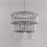 Three Tiered Wood Beaded Chandelier